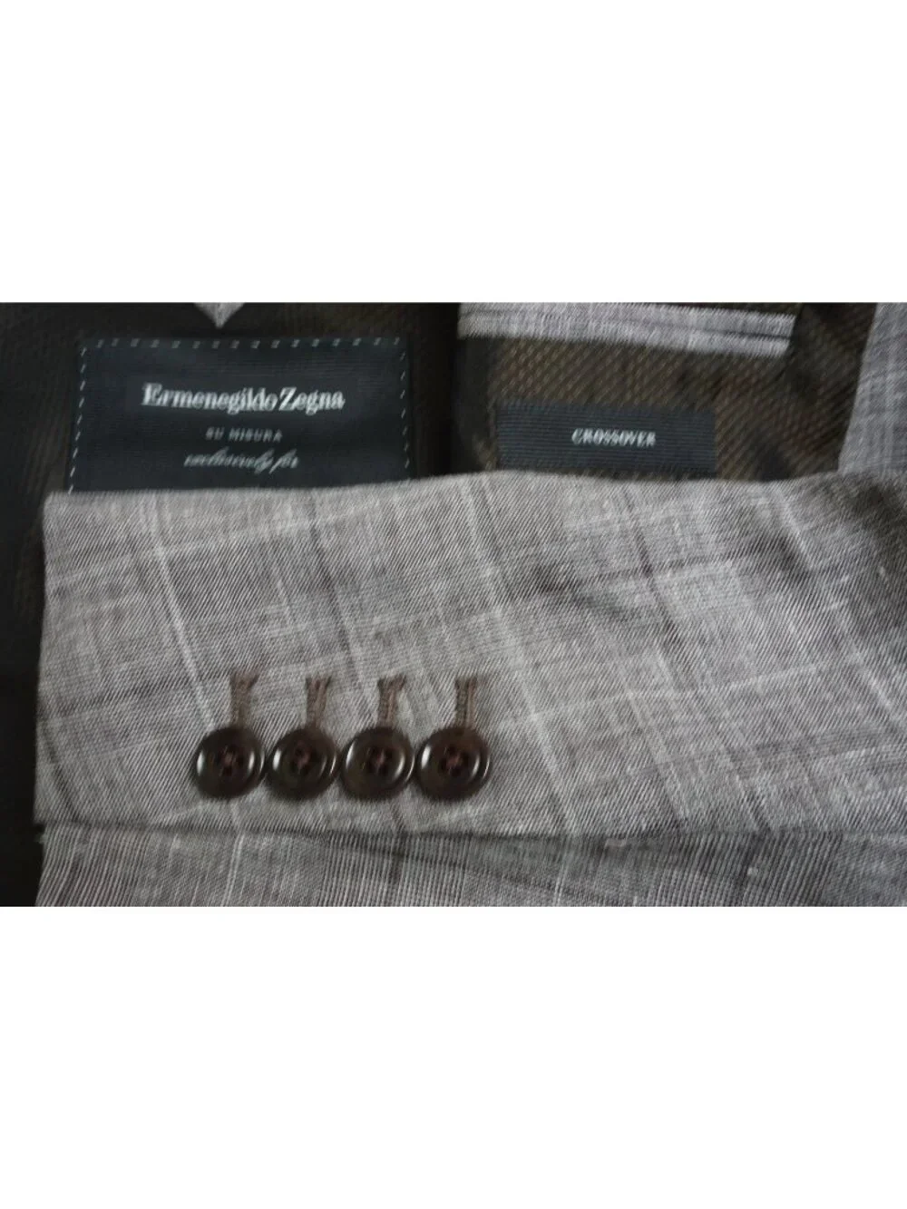Ermenegildo Zegna Crossover Milano CURRENT Gray Plaid Linen Blend Sport Coat 46S